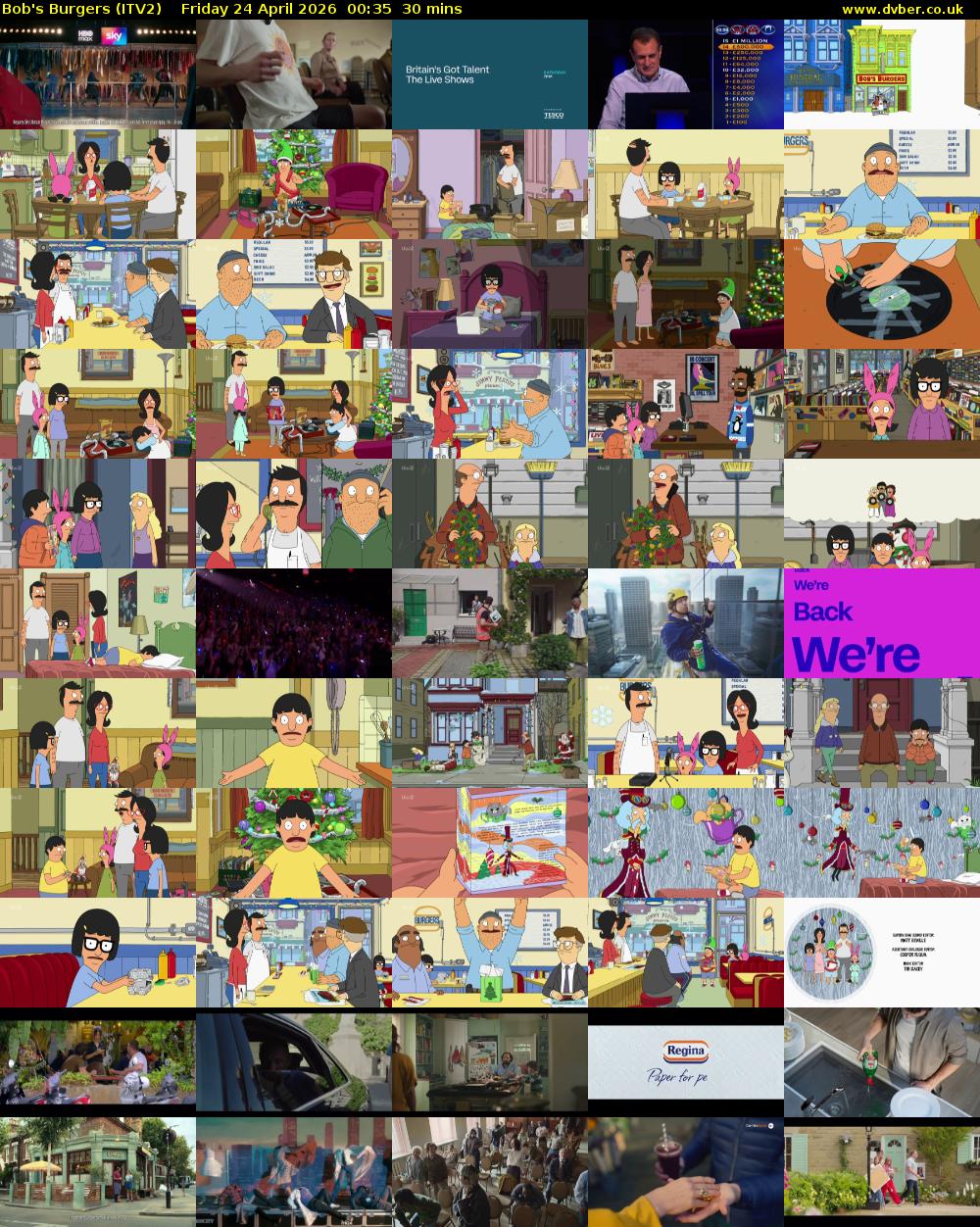 Bob's Burgers (ITV2) Friday 24 April 2026 00:35 - 01:05