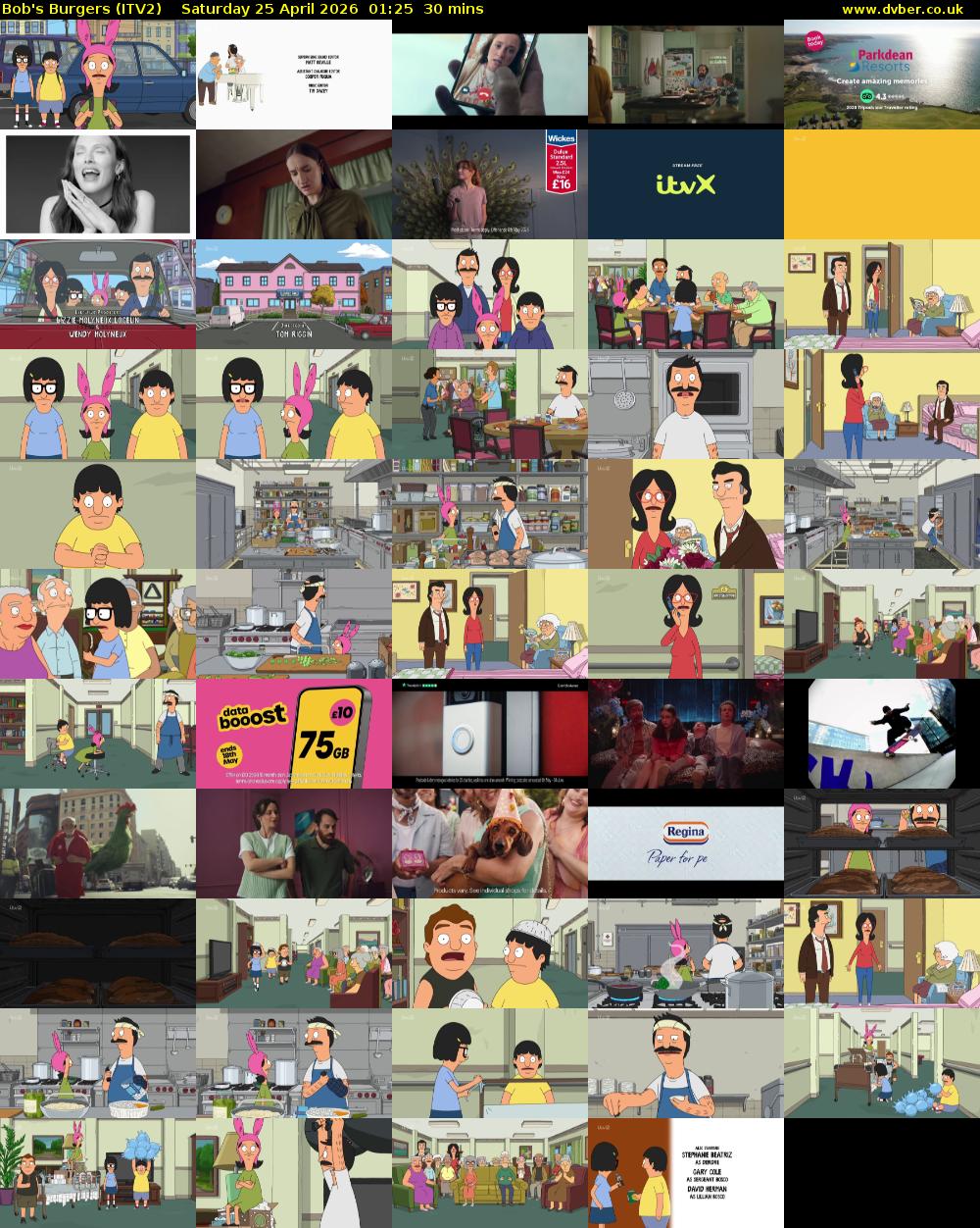 Bob's Burgers (ITV2) Saturday 25 April 2026 01:25 - 01:55