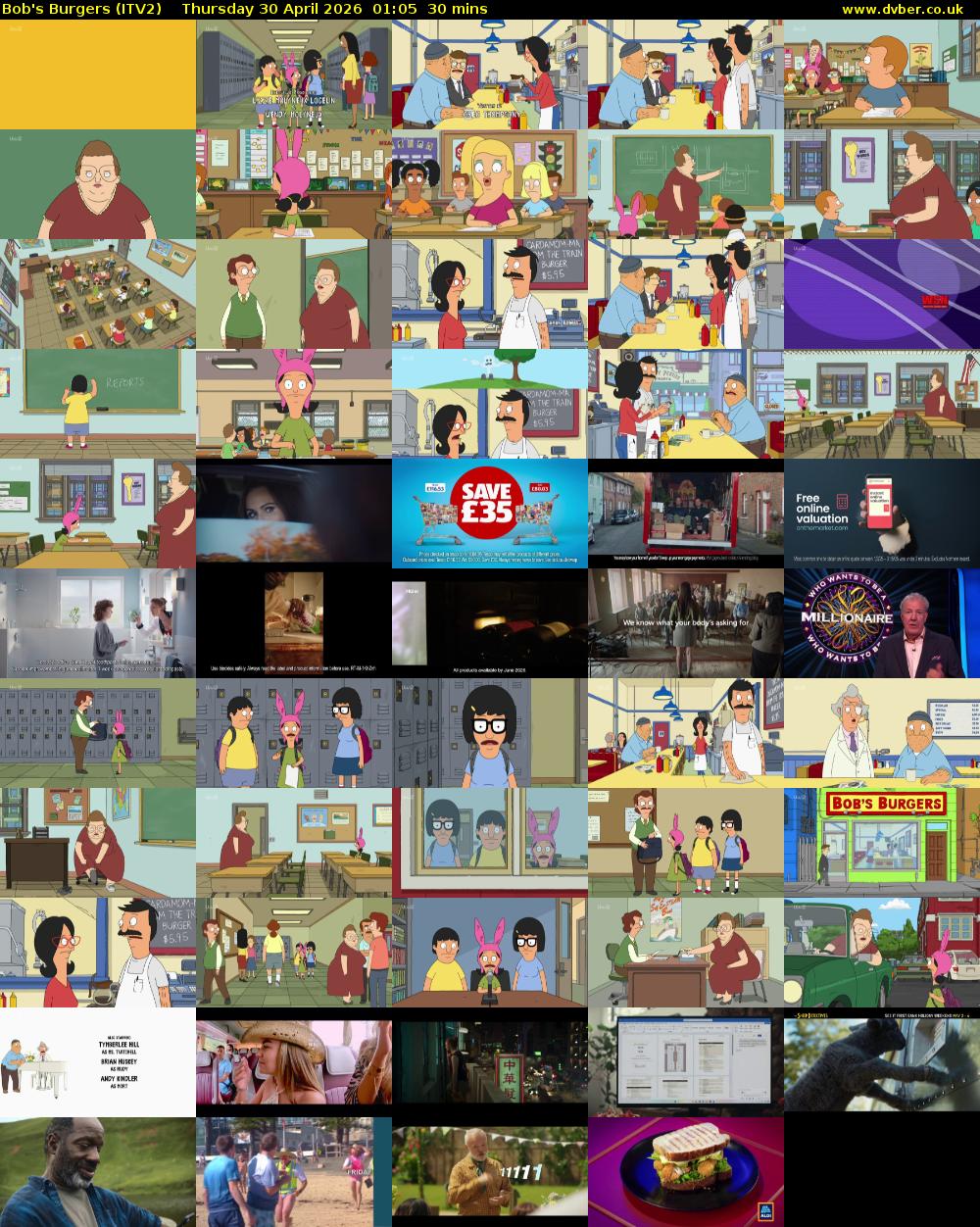 Bob's Burgers (ITV2) Thursday 30 April 2026 01:05 - 01:35