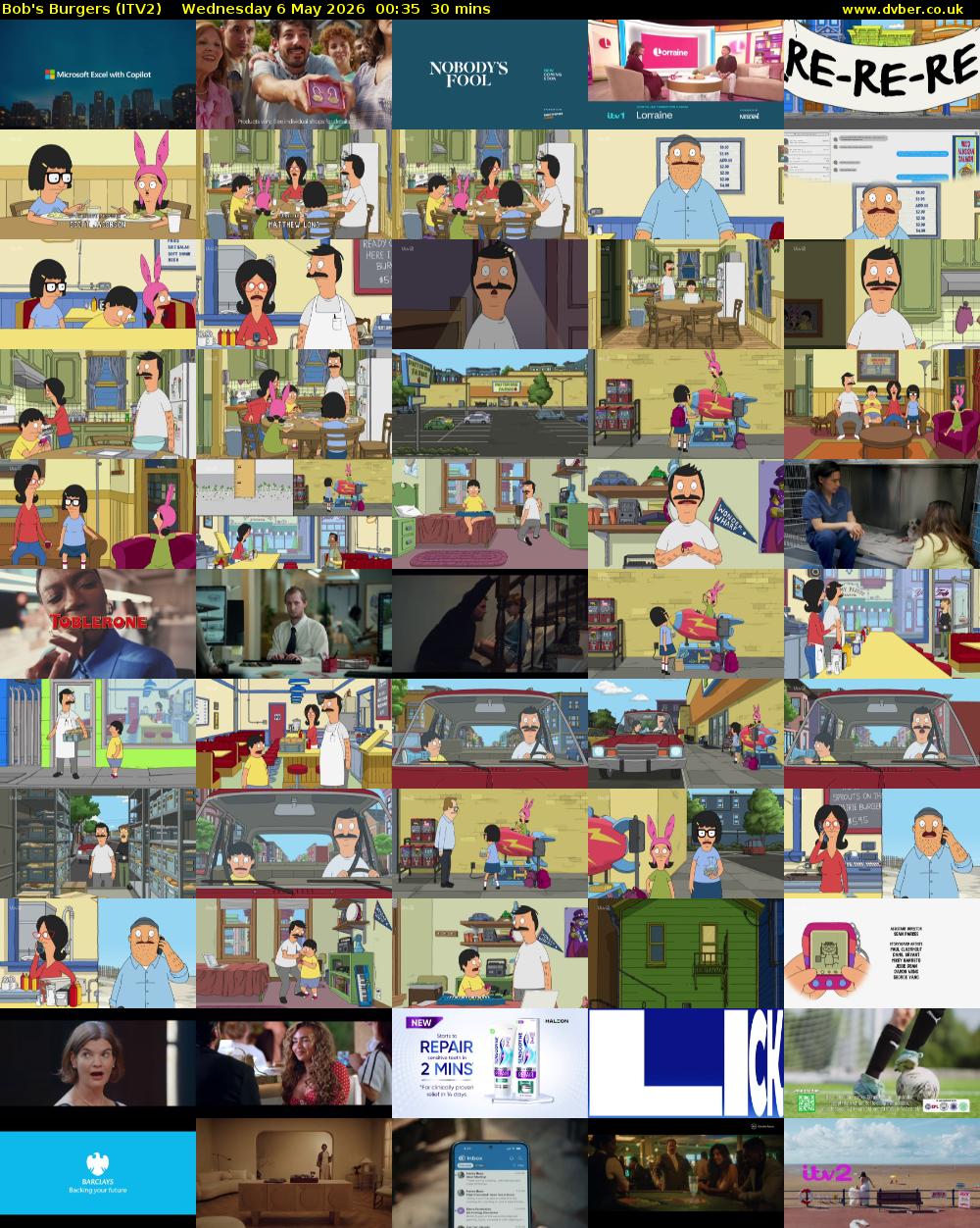 Bob's Burgers (ITV2) Wednesday 6 May 2026 00:35 - 01:05