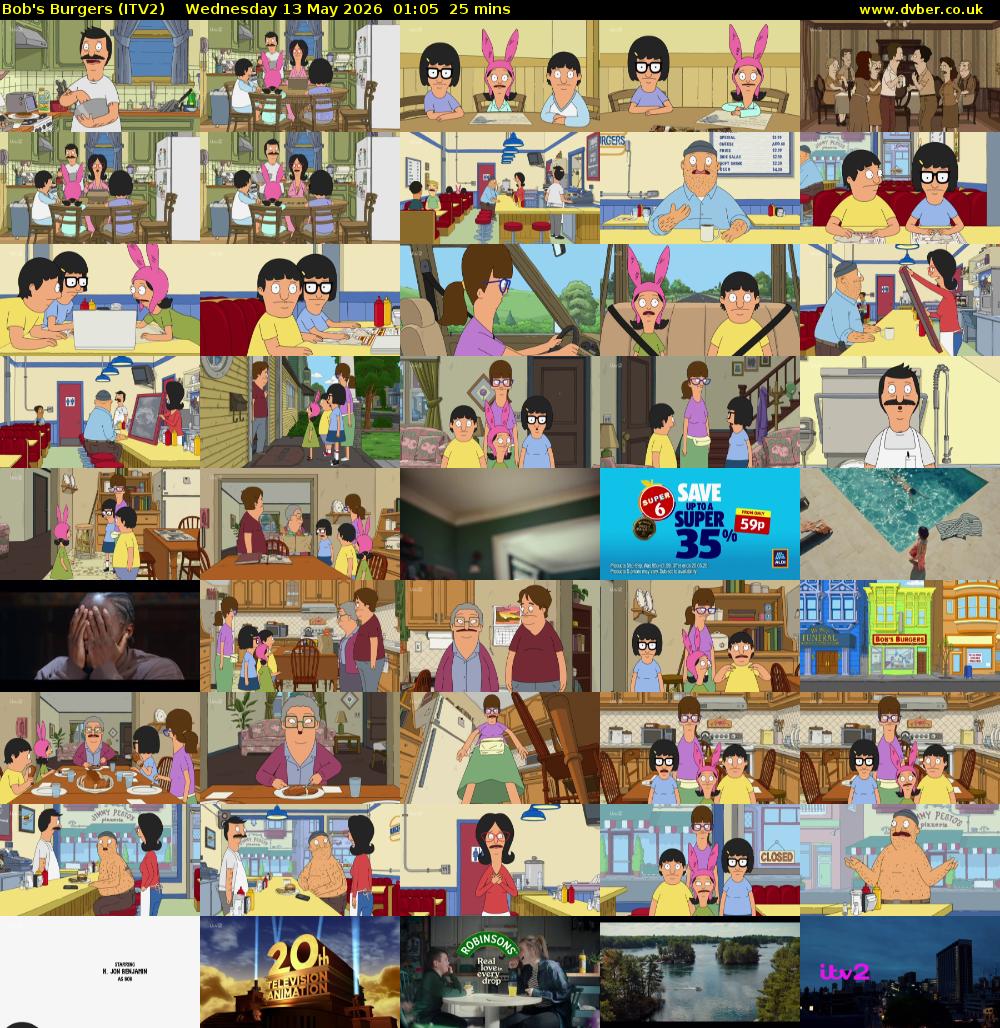 Bob's Burgers (ITV2) Wednesday 13 May 2026 01:05 - 01:30