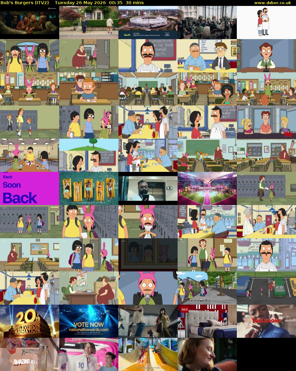 Bob's Burgers (ITV2) Tuesday 26 May 2026 00:35 - 01:05