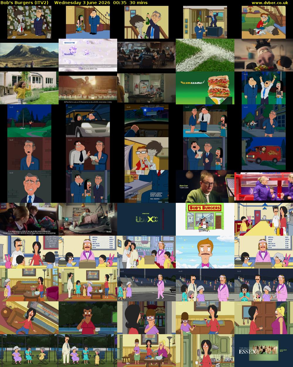 Bob's Burgers (ITV2) Wednesday 3 June 2026 00:35 - 01:05