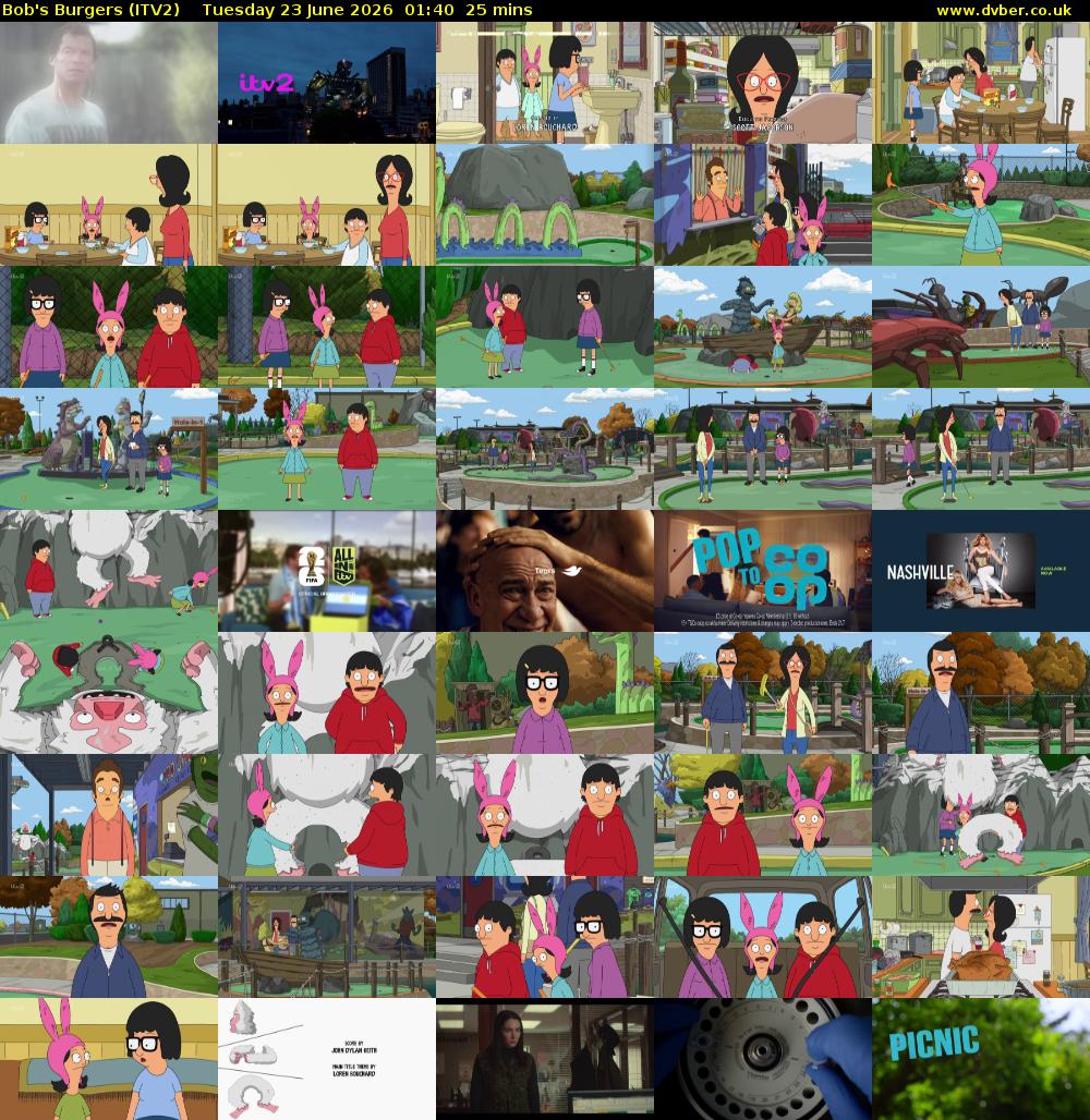Bob's Burgers (ITV2) Tuesday 23 June 2026 01:40 - 02:05