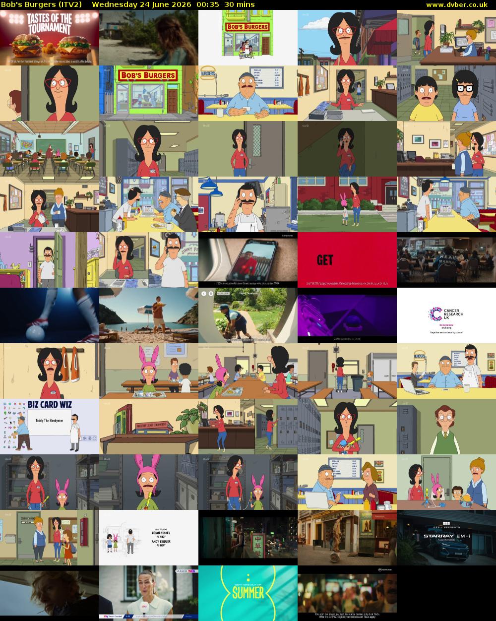 Bob's Burgers (ITV2) Wednesday 24 June 2026 00:35 - 01:05