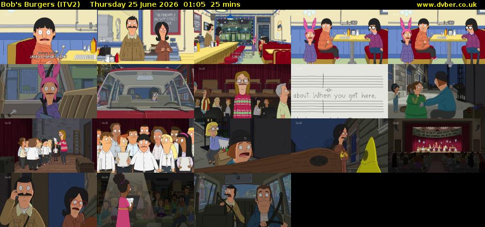 Bob's Burgers (ITV2) Thursday 25 June 2026 01:05 - 01:30