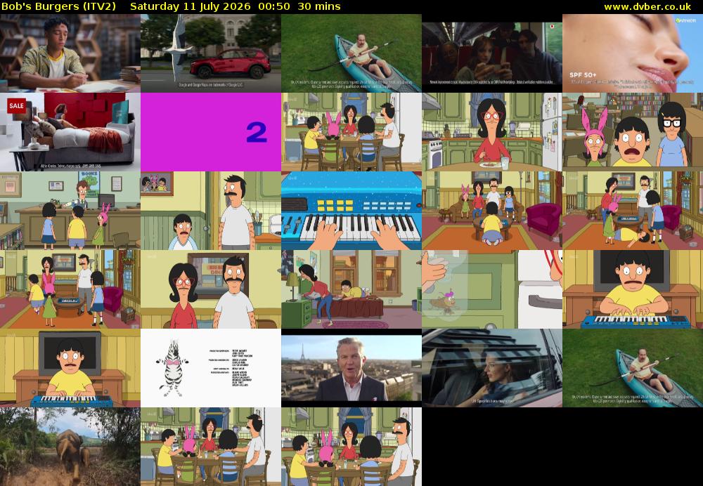 Bob's Burgers (ITV2) Saturday 11 July 2026 00:50 - 01:20