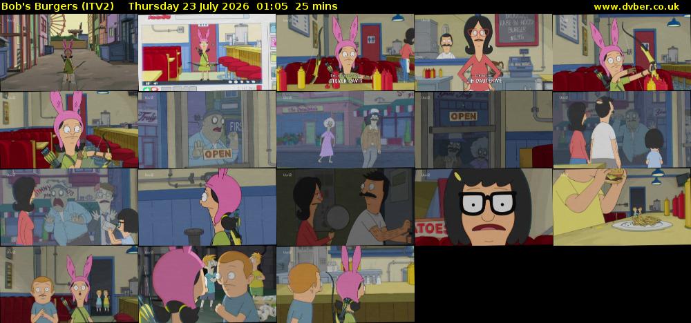 Bob's Burgers (ITV2) Thursday 23 July 2026 01:05 - 01:30