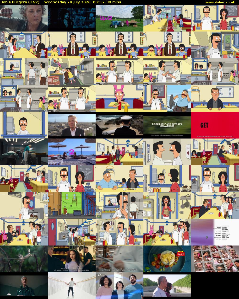 Bob's Burgers (ITV2) Wednesday 29 July 2026 00:35 - 01:05