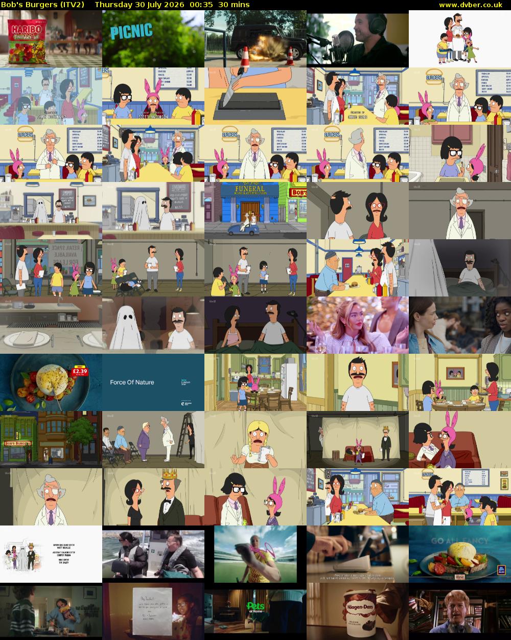 Bob's Burgers (ITV2) Thursday 30 July 2026 00:35 - 01:05