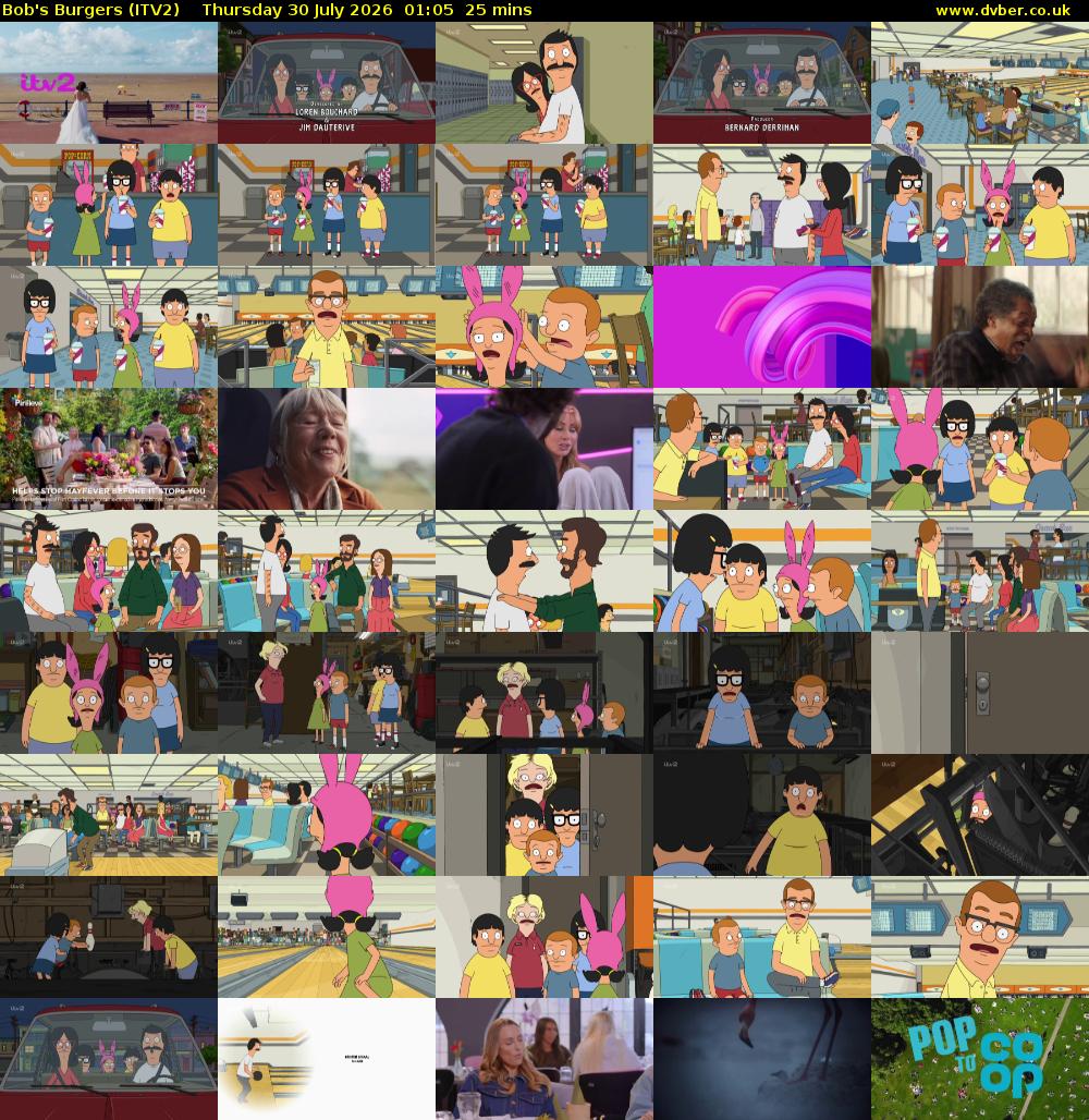 Bob's Burgers (ITV2) Thursday 30 July 2026 01:05 - 01:30