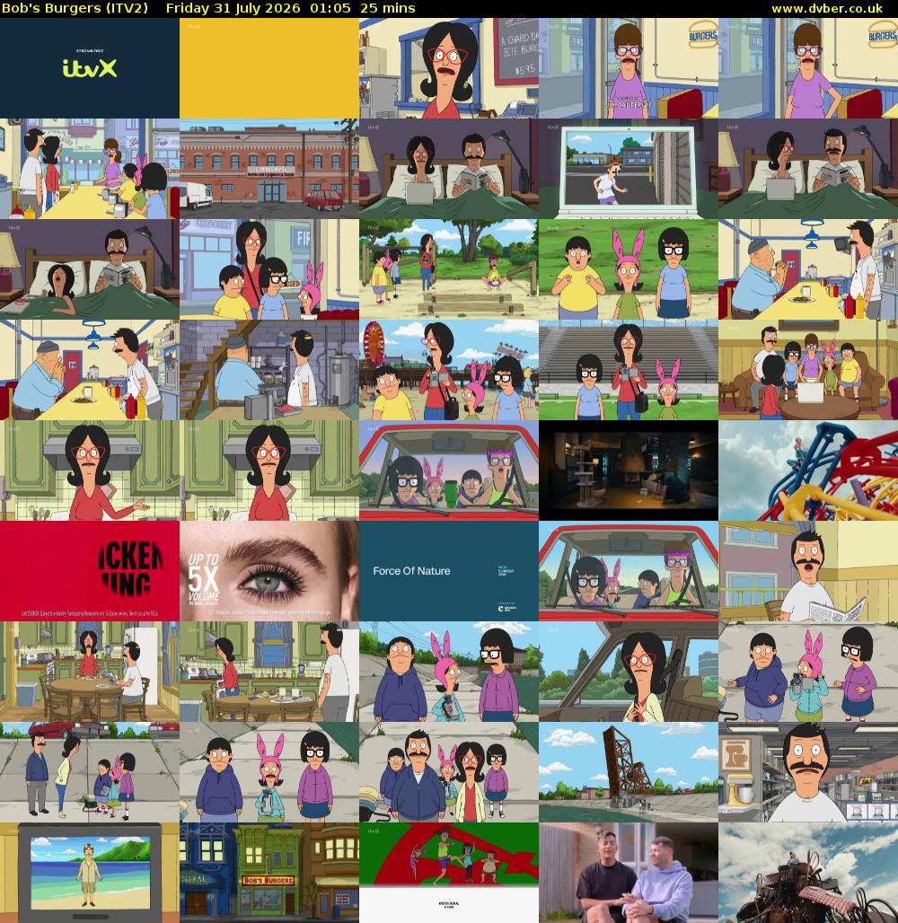 Bob's Burgers (ITV2) Friday 31 July 2026 01:05 - 01:30