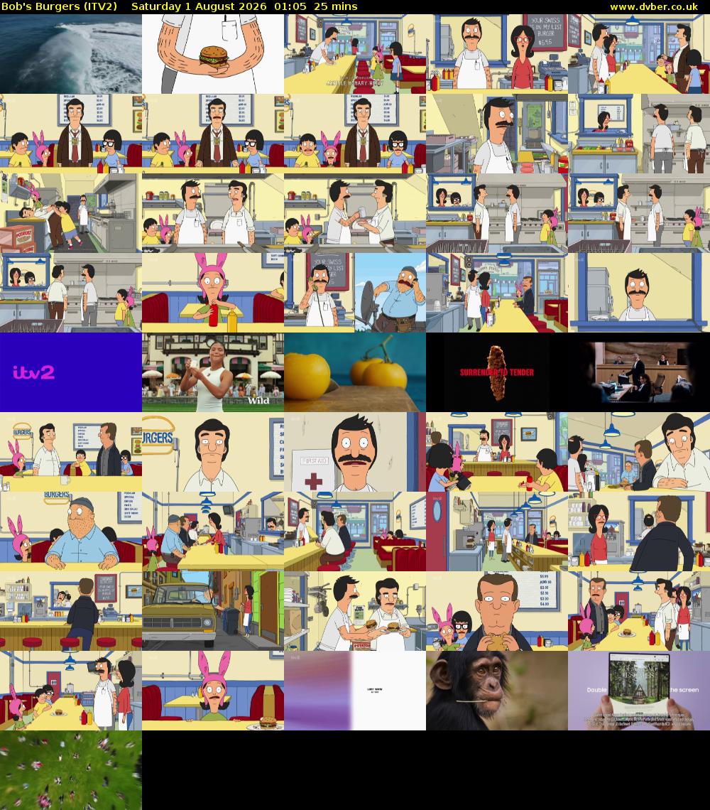 Bob's Burgers (ITV2) Saturday 1 August 2026 01:05 - 01:30