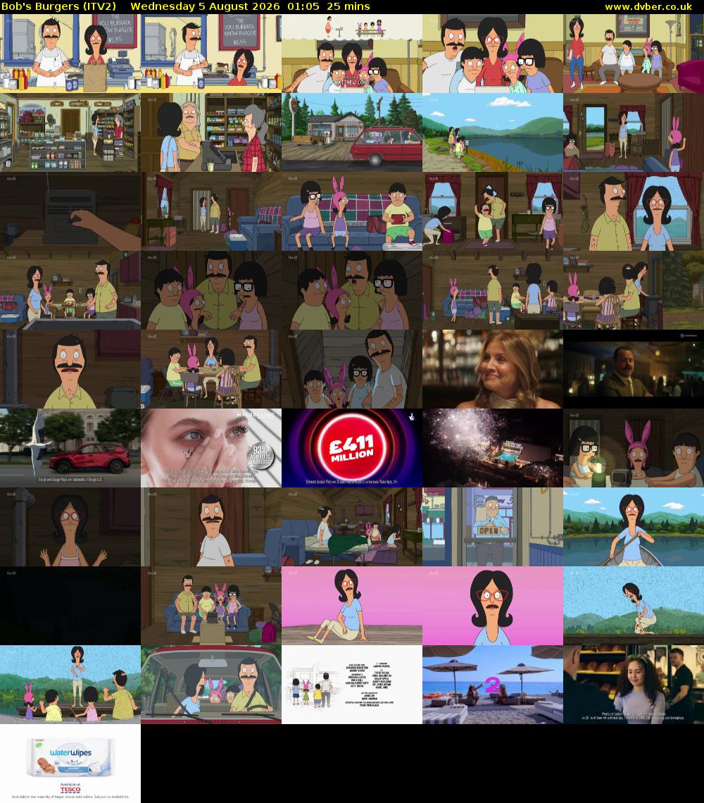 Bob's Burgers (ITV2) Wednesday 5 August 2026 01:05 - 01:30