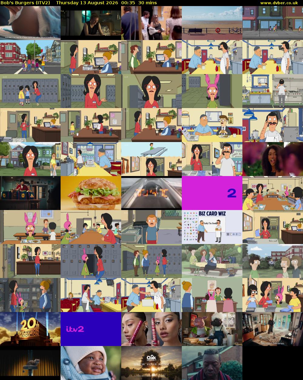 Bob's Burgers (ITV2) Thursday 13 August 2026 00:35 - 01:05