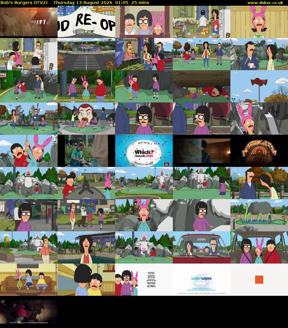 Bob's Burgers (ITV2) Thursday 13 August 2026 01:05 - 01:30