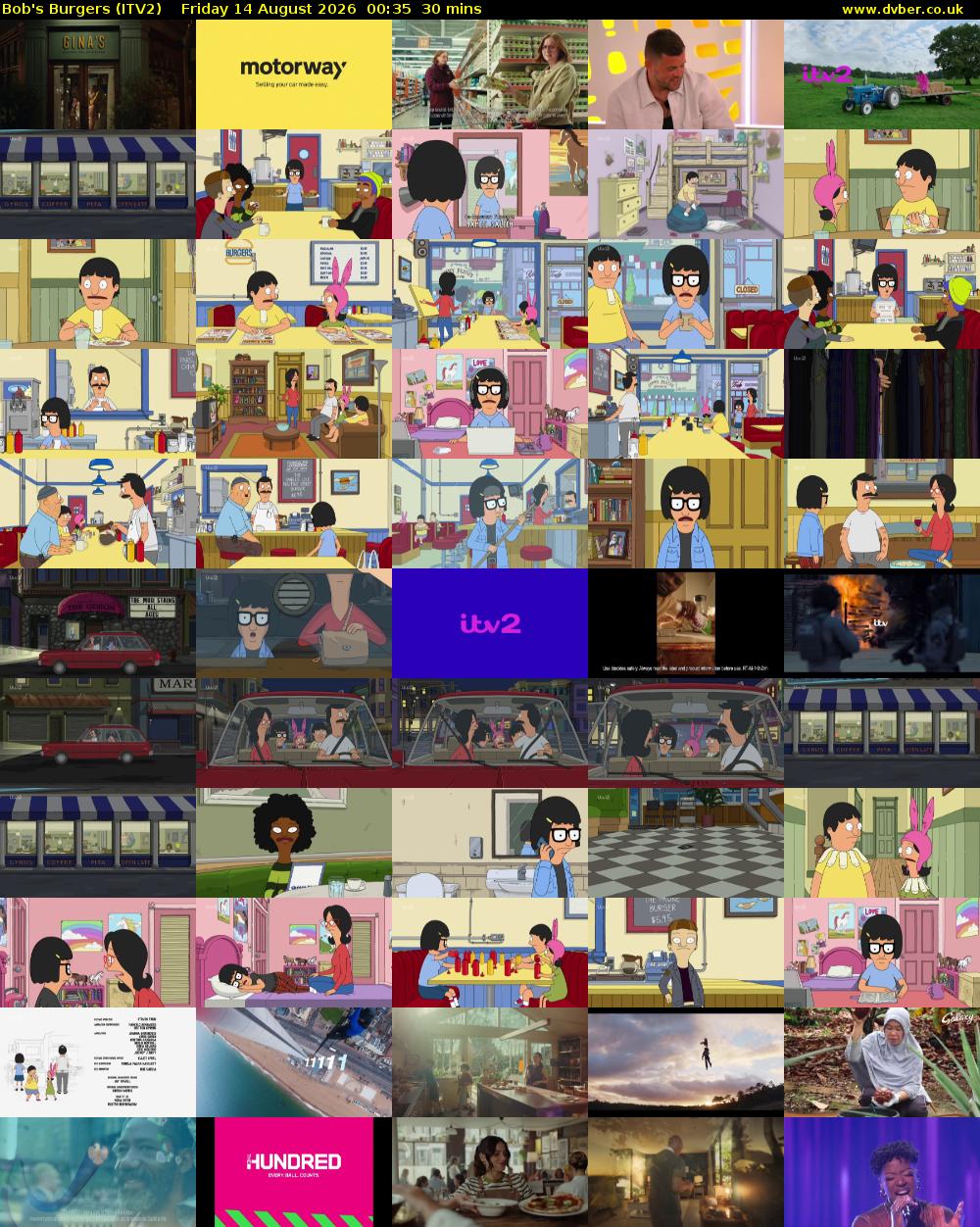 Bob's Burgers (ITV2) Friday 14 August 2026 00:35 - 01:05