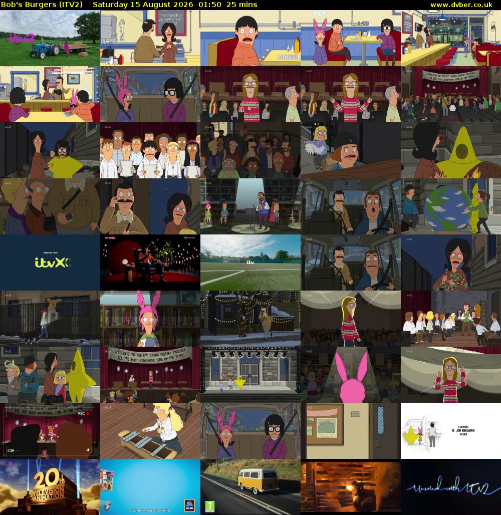 Bob's Burgers (ITV2) Saturday 15 August 2026 01:50 - 02:15