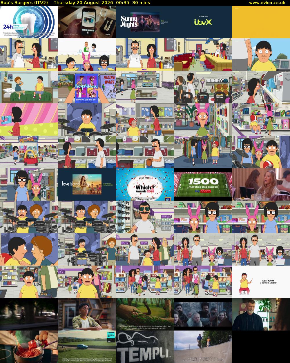 Bob's Burgers (ITV2) Thursday 20 August 2026 00:35 - 01:05