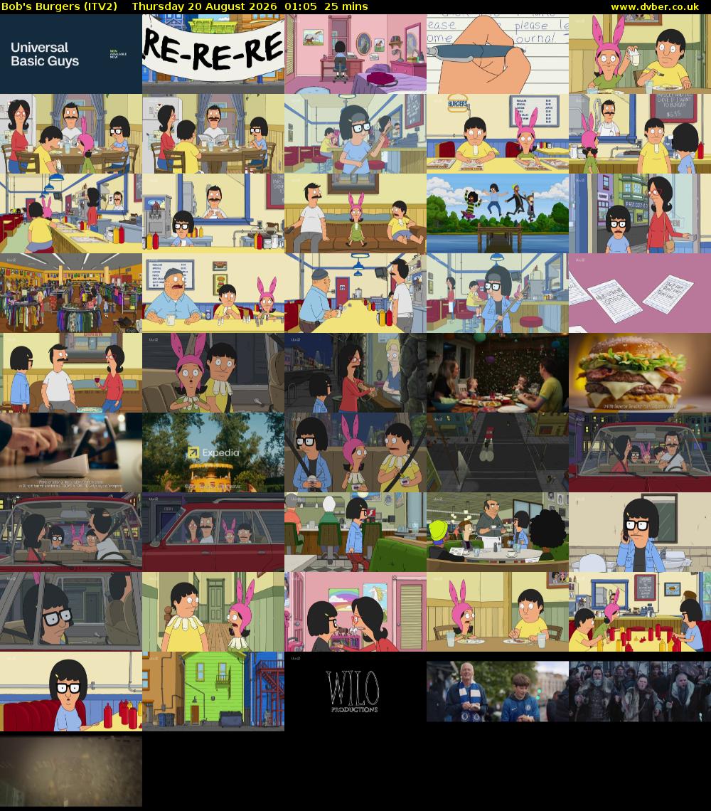 Bob's Burgers (ITV2) Thursday 20 August 2026 01:05 - 01:30