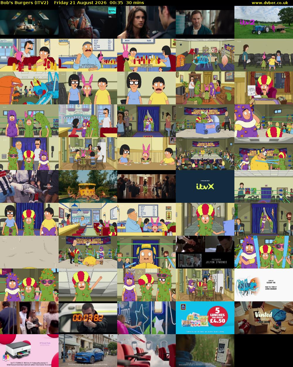 Bob's Burgers (ITV2) Friday 21 August 2026 00:35 - 01:05