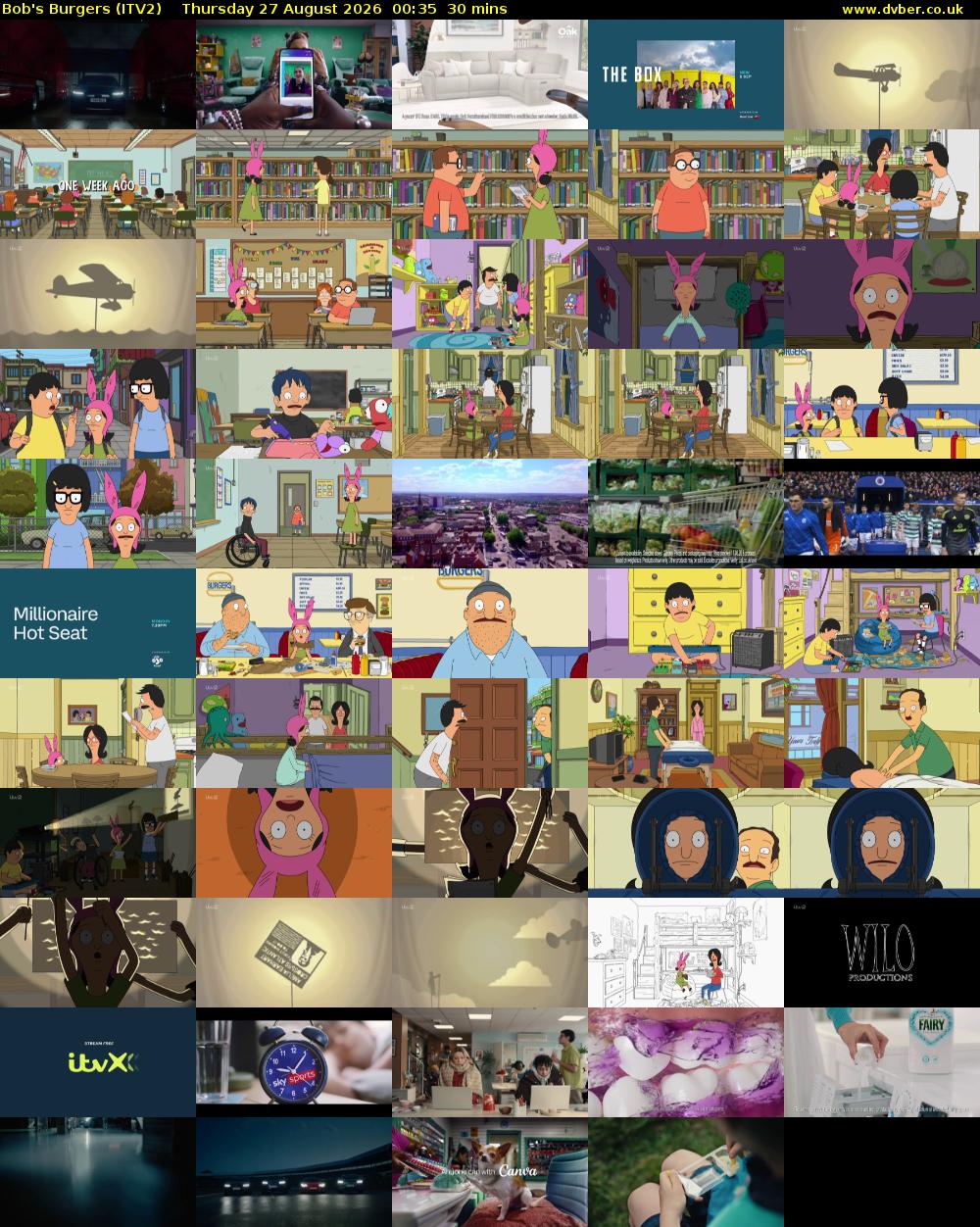 Bob's Burgers (ITV2) Thursday 27 August 2026 00:35 - 01:05