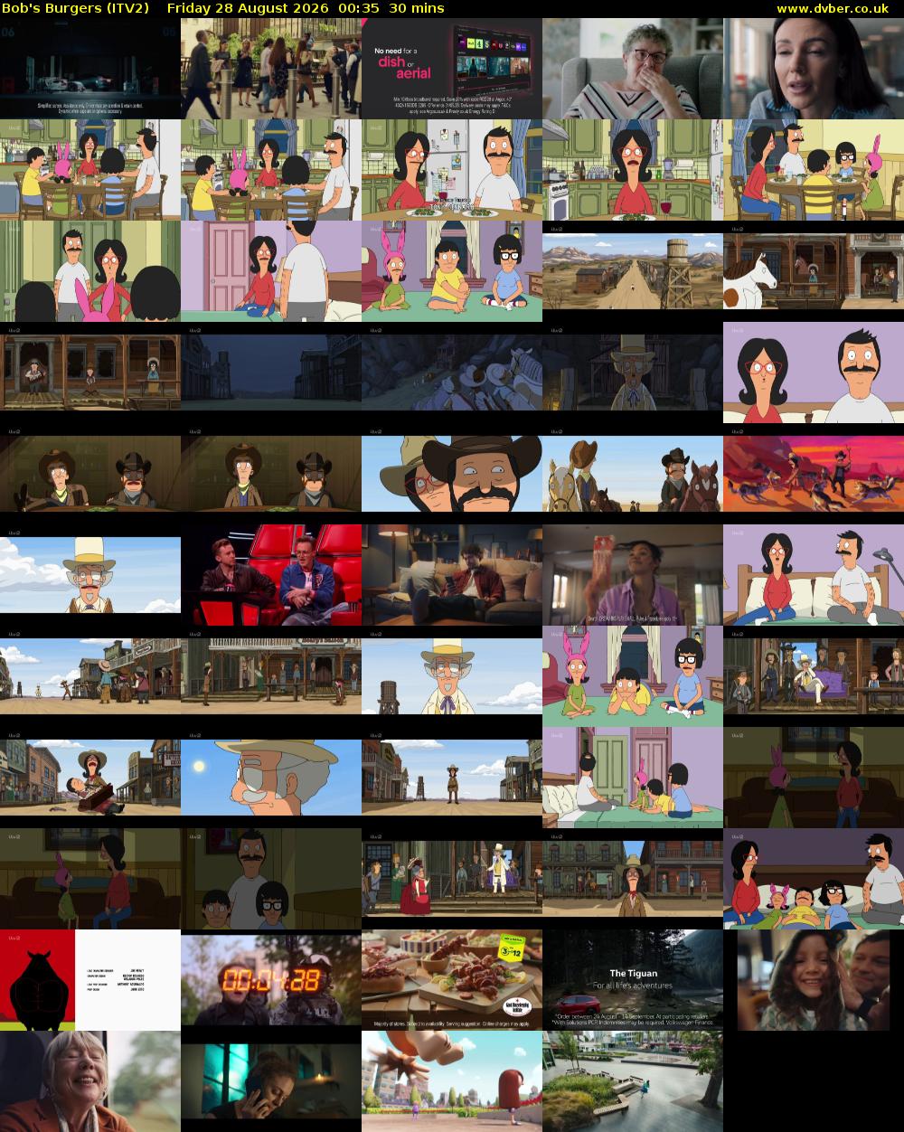 Bob's Burgers (ITV2) Friday 28 August 2026 00:35 - 01:05