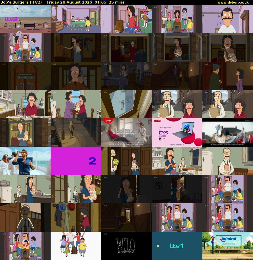 Bob's Burgers (ITV2) Friday 28 August 2026 01:05 - 01:30