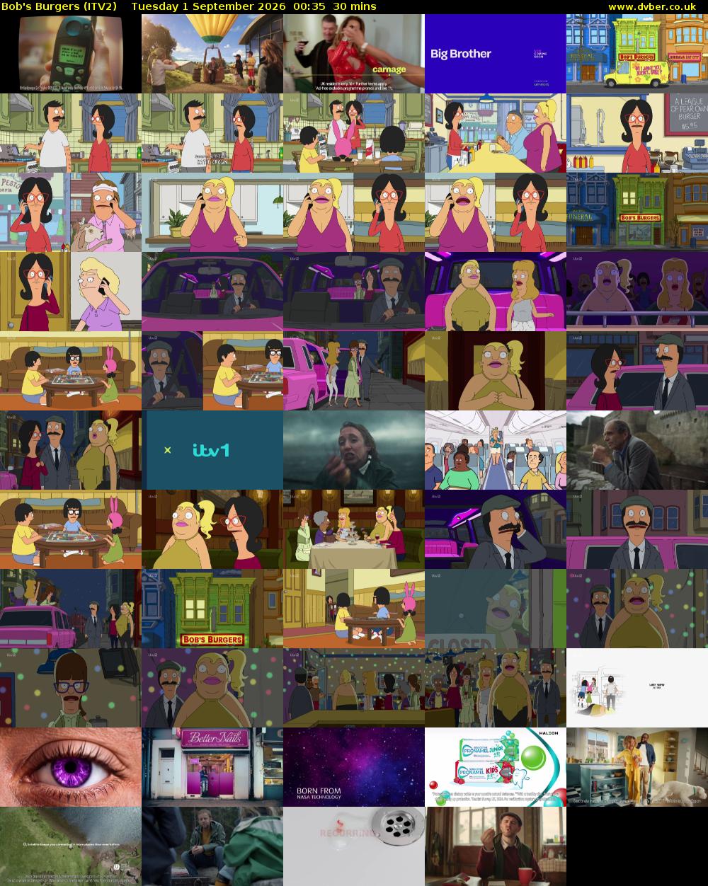 Bob's Burgers (ITV2) Tuesday 1 September 2026 00:35 - 01:05