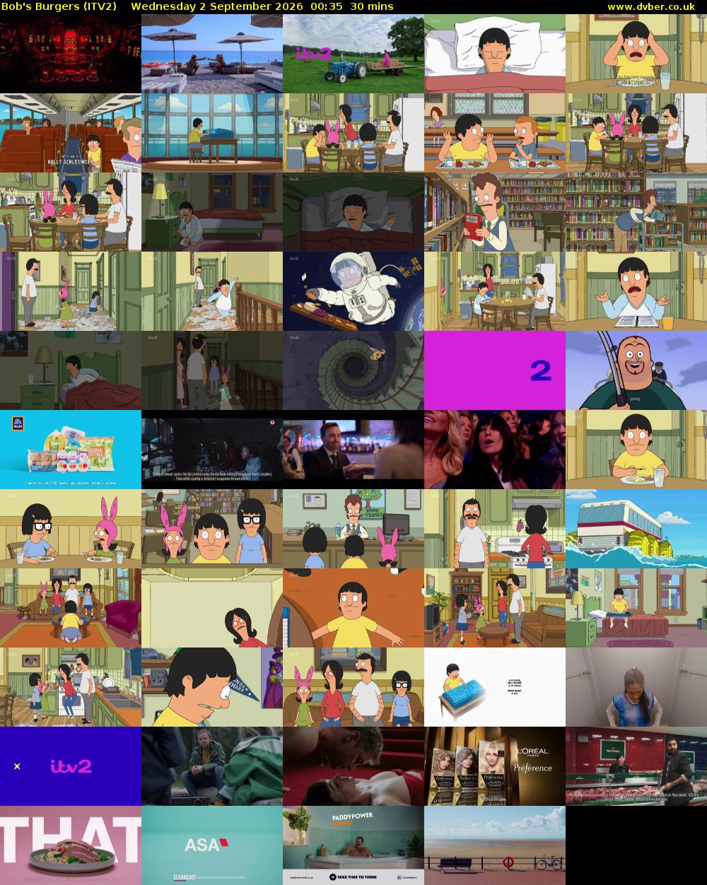Bob's Burgers (ITV2) Wednesday 2 September 2026 00:35 - 01:05