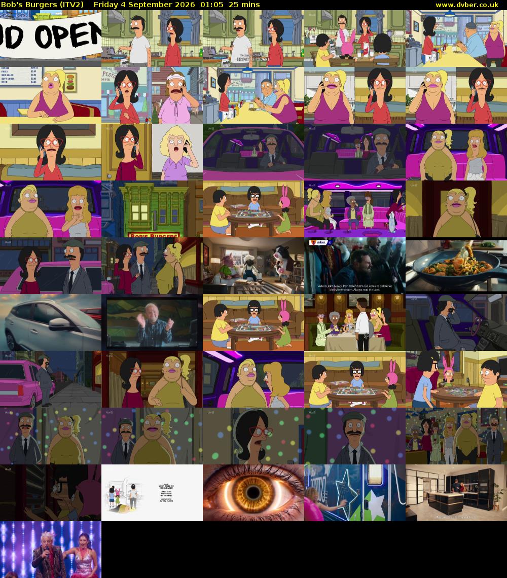 Bob's Burgers (ITV2) Friday 4 September 2026 01:05 - 01:30