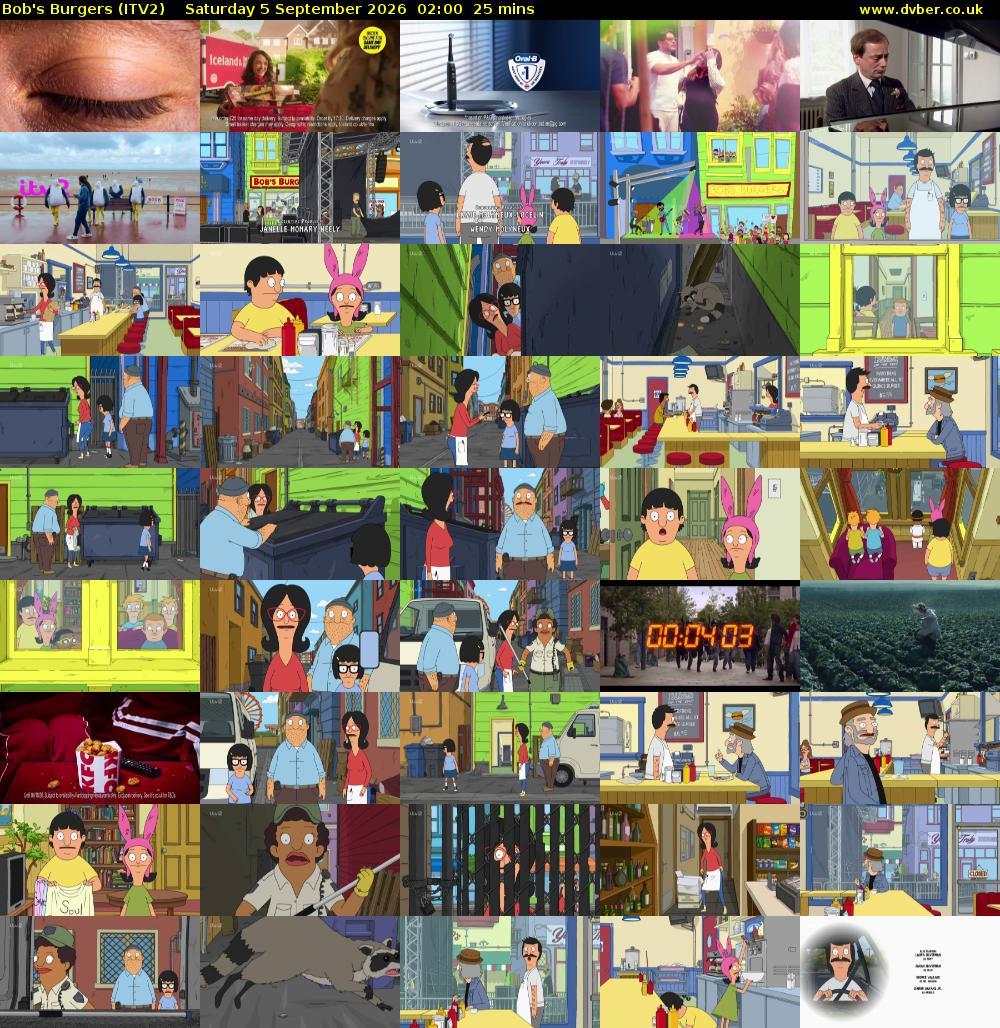 Bob's Burgers (ITV2) Saturday 5 September 2026 02:00 - 02:25
