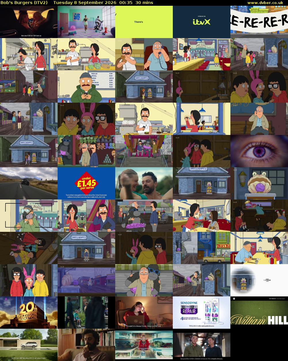Bob's Burgers (ITV2) Tuesday 8 September 2026 00:35 - 01:05