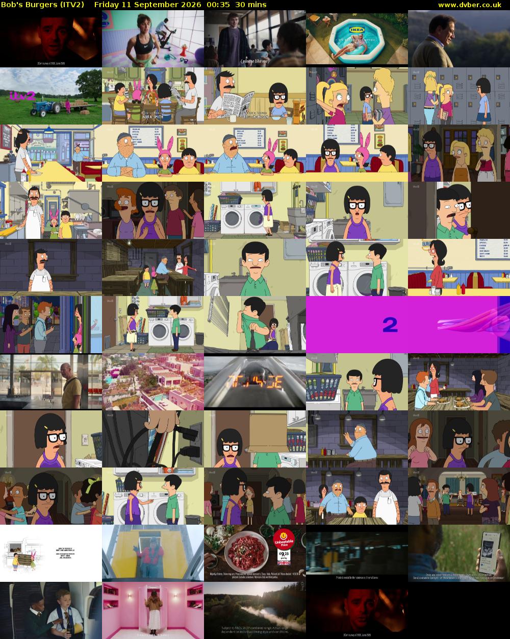 Bob's Burgers (ITV2) Friday 11 September 2026 00:35 - 01:05