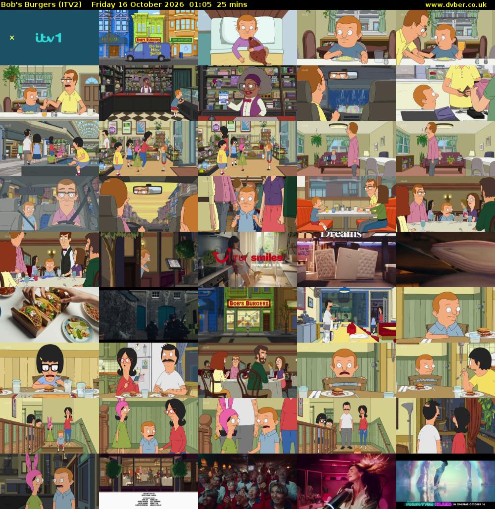 Bob's Burgers (ITV2) Friday 16 October 2026 01:05 - 01:30