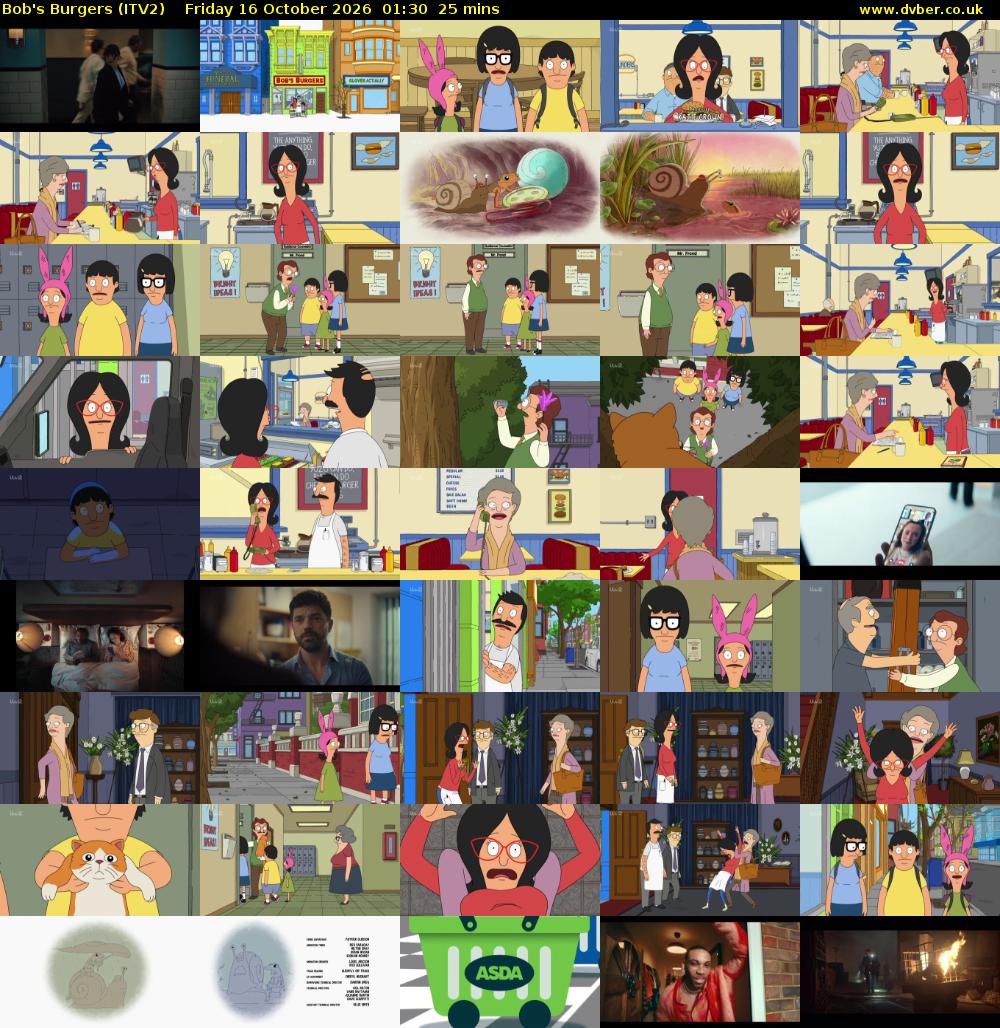 Bob's Burgers (ITV2) Friday 16 October 2026 01:30 - 01:55