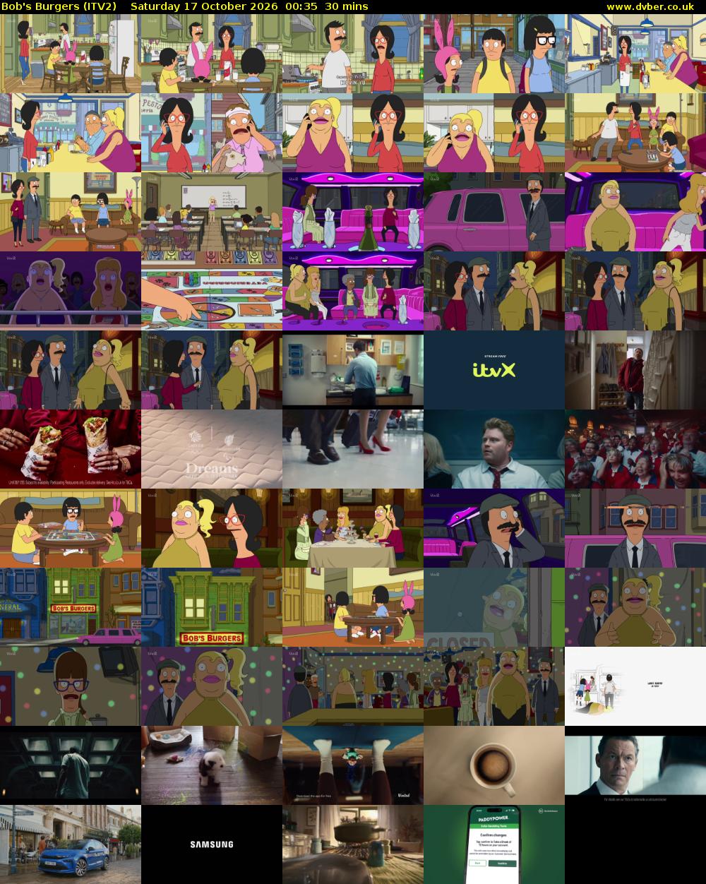 Bob's Burgers (ITV2) Saturday 17 October 2026 00:35 - 01:05