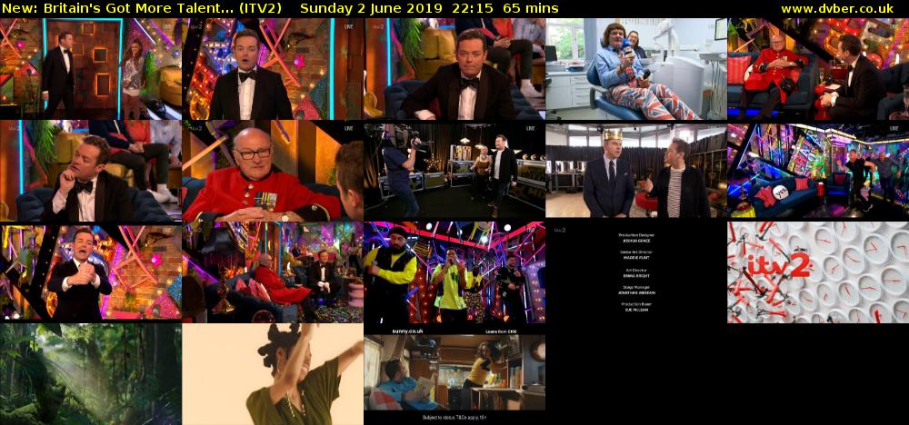 Britain's Got More Talent... (ITV2) Sunday 2 June 2019 22:15 - 23:20