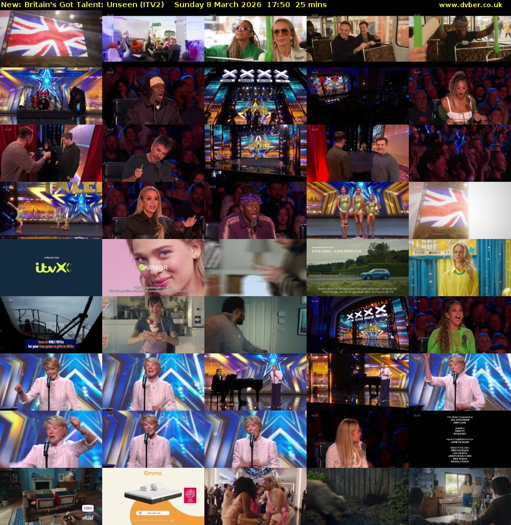 Britain's Got Talent: Unseen (ITV2) Sunday 8 March 2026 17:50 - 18:15