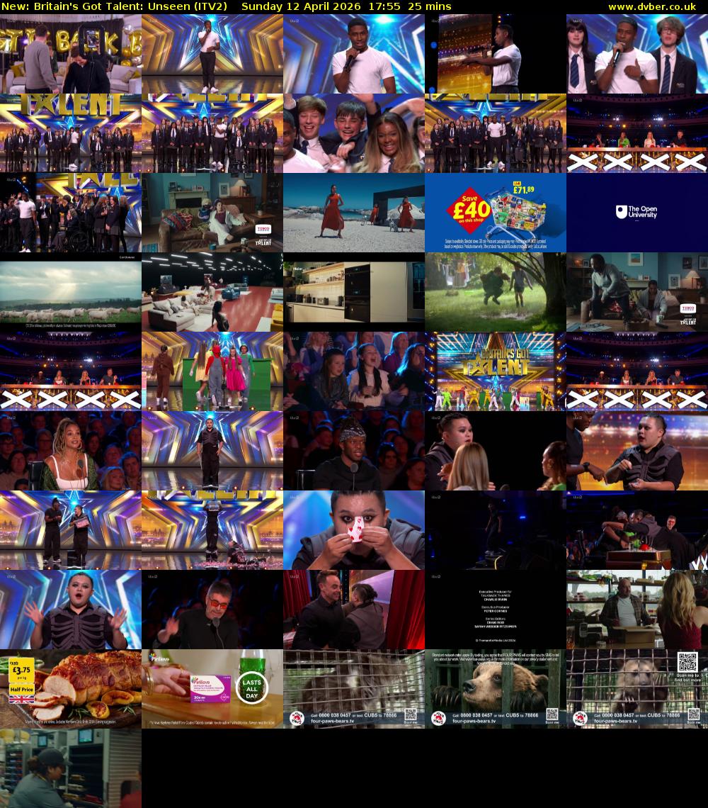 Britain's Got Talent: Unseen (ITV2) Sunday 12 April 2026 17:55 - 18:20