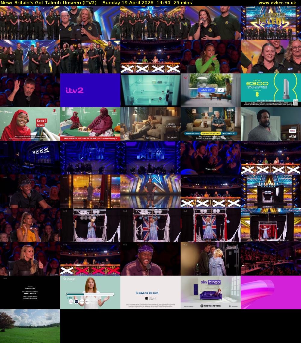 Britain's Got Talent: Unseen (ITV2) Sunday 19 April 2026 14:30 - 14:55
