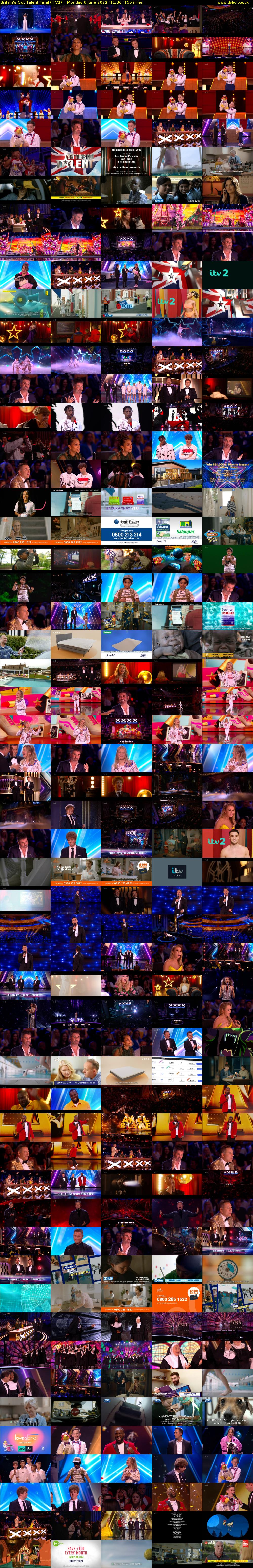 Britain's Got Talent Final (ITV2) Monday 6 June 2022 11:30 - 14:05