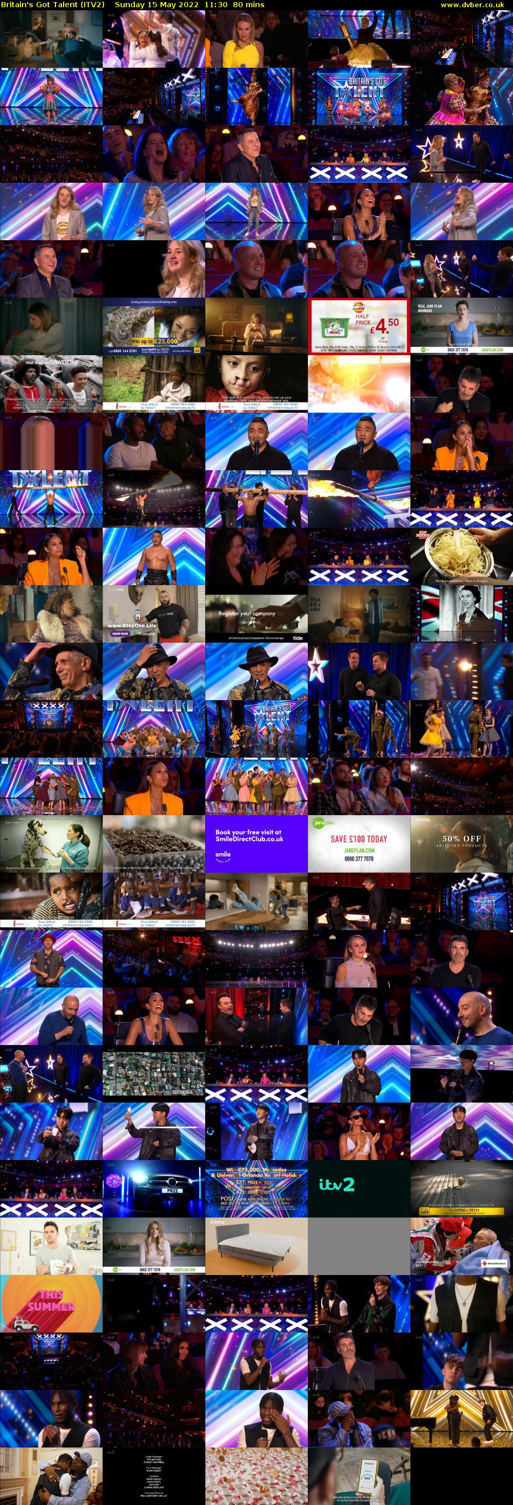 Britain's Got Talent (ITV2) Sunday 15 May 2022 11:30 - 12:50