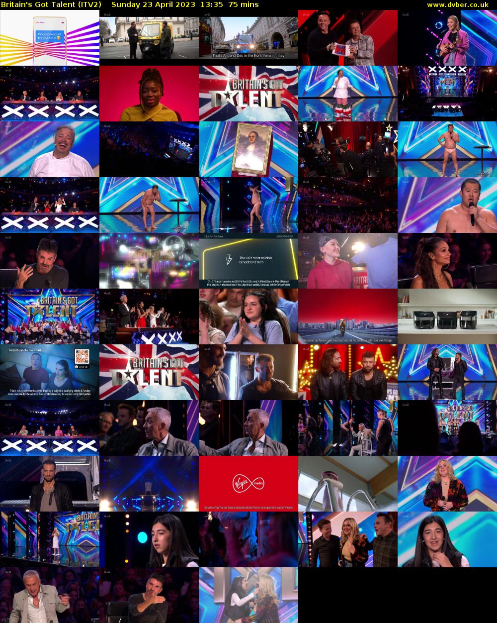 Britain's Got Talent (ITV2) Sunday 23 April 2023 13:35 - 14:50