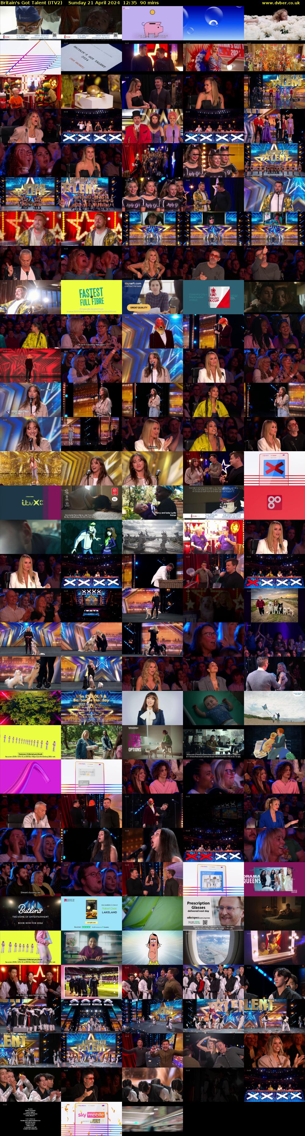 Britain's Got Talent (ITV2) Sunday 21 April 2024 12:35 - 14:05
