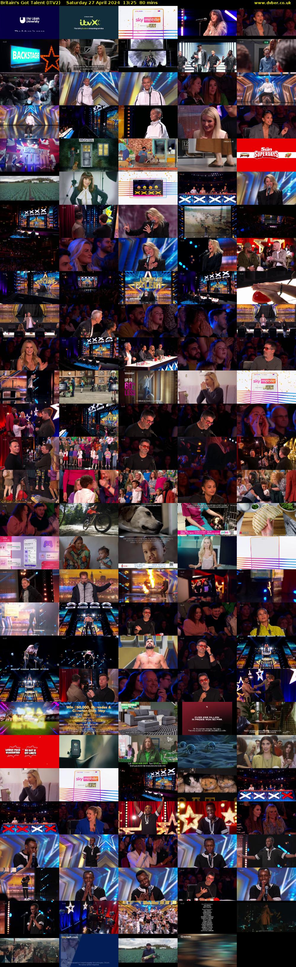 Britain's Got Talent (ITV2) Saturday 27 April 2024 13:25 - 14:45