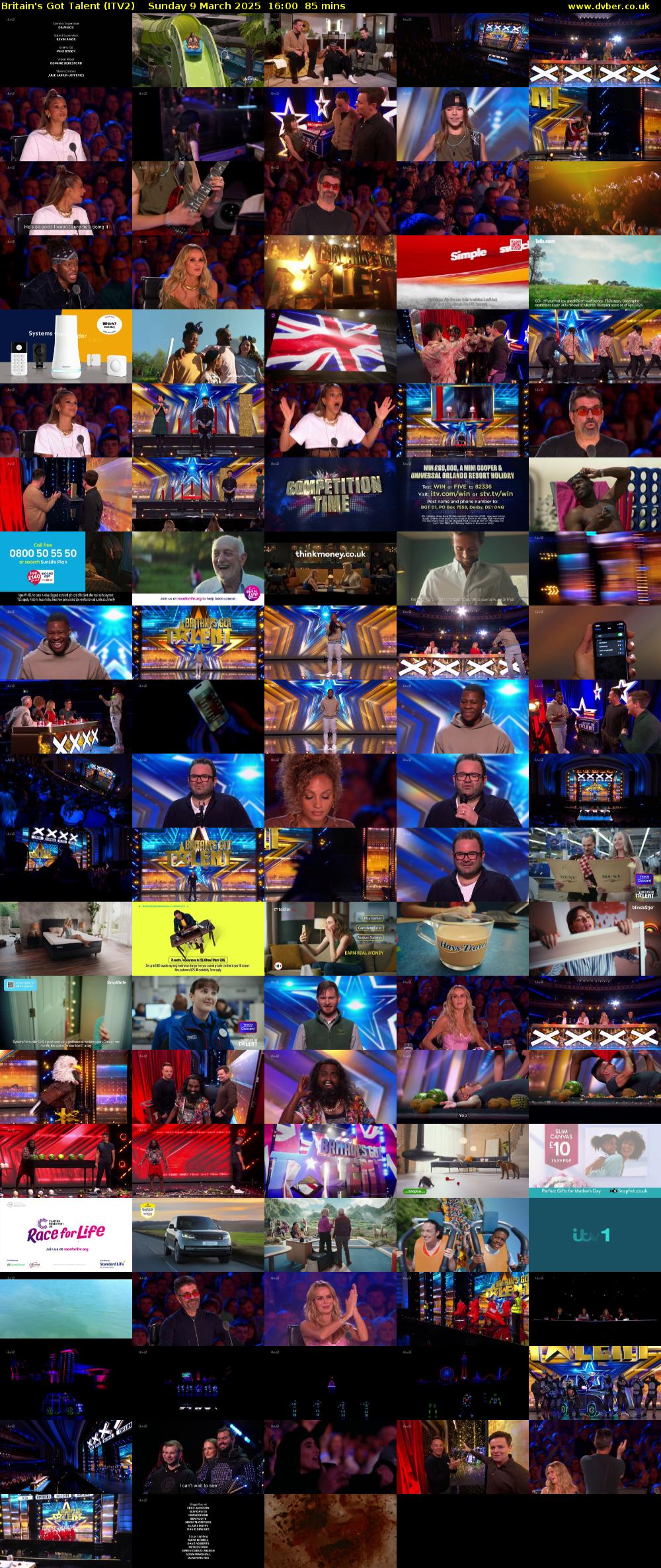 Britain's Got Talent (ITV2) Sunday 9 March 2025 16:00 - 17:25