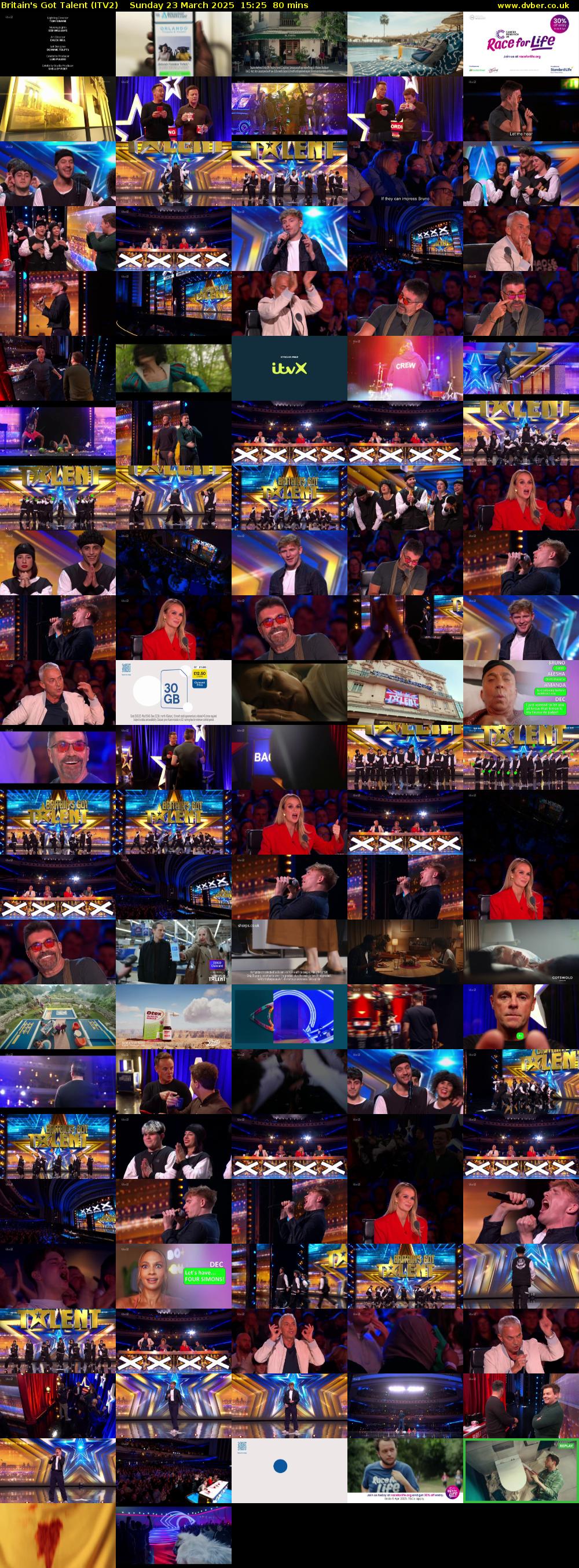 Britain's Got Talent (ITV2) Sunday 23 March 2025 15:25 - 16:45