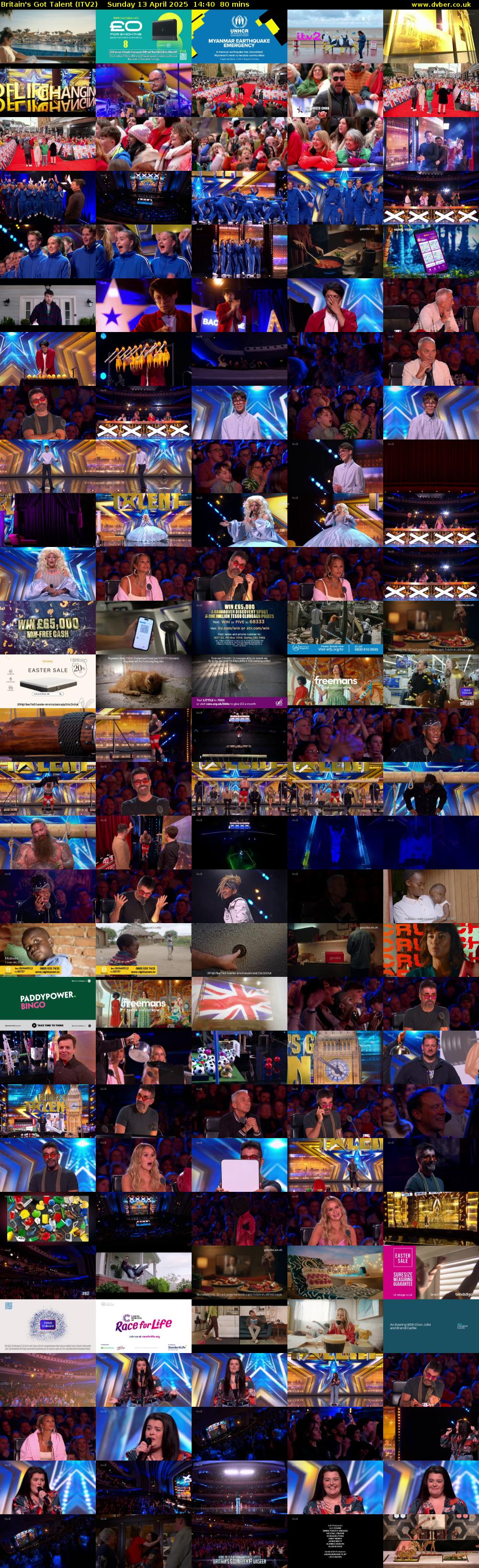 Britain's Got Talent (ITV2) Sunday 13 April 2025 14:40 - 16:00