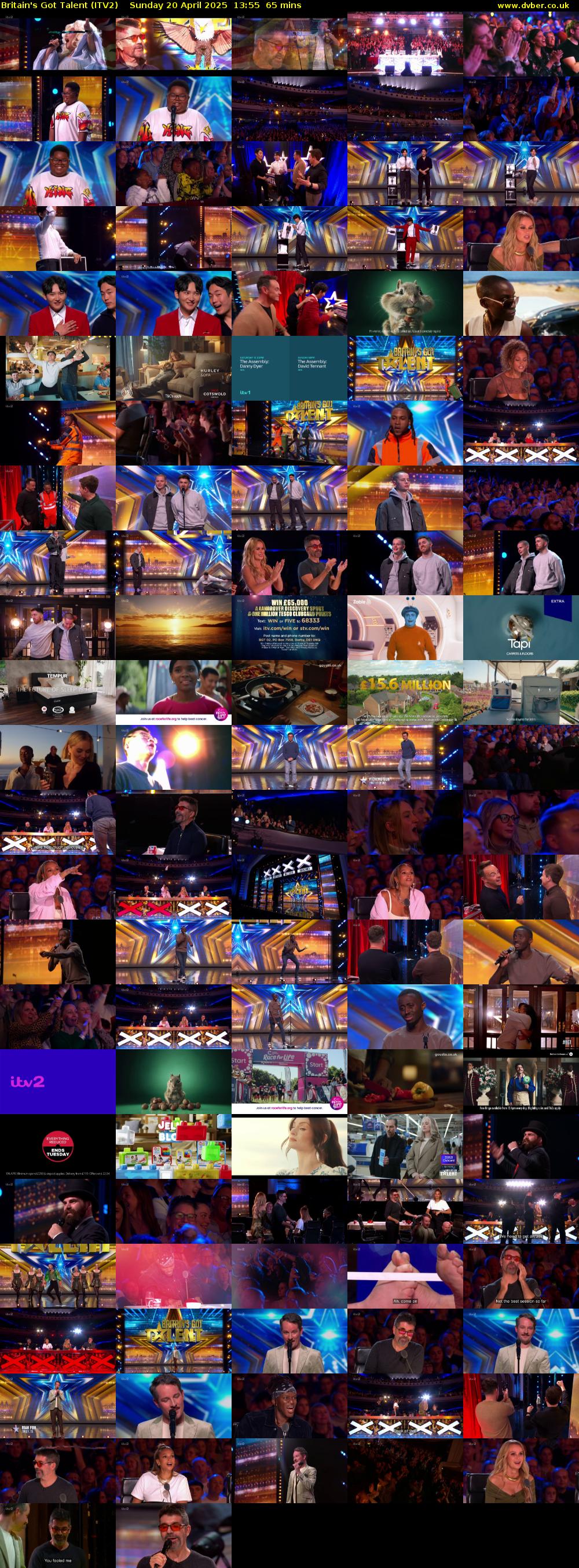 Britain's Got Talent (ITV2) Sunday 20 April 2025 13:55 - 15:00